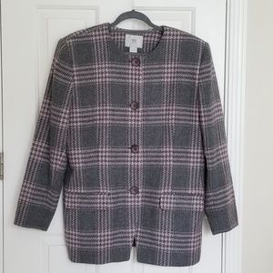 Amanda Smith grey pink wool pea coat size 16